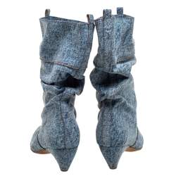 Pre Owned Stella McCartney Blue Crease Denim Mid Length Boots Size 39