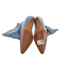 Pre Owned Stella McCartney Blue Crease Denim Mid Length Boots Size 39
