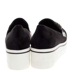 Pre Owned Stella McCartney Black Faux Suede Chain Embellished Platform Slip On Sneakers Size 41