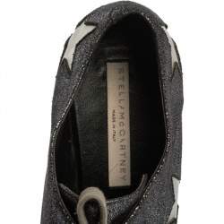 Pre Owned Stella McCartney Metallic Black Faux Leather Star Platform Derby Size 40