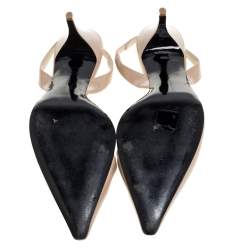 Pre Owned حذاء كعب عالي ستيلا مكارتني جلد صناعي لامع بيج حزام للكاحل مقاس 37.5