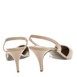 Pre Owned حذاء كعب عالي ستيلا مكارتني جلد صناعي لامع بيج حزام للكاحل مقاس 37.5