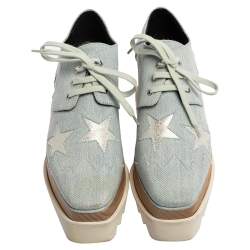 مملوكة مسبقًا حذاء رياضى ستيلا مكارتنى أربطة نعل سميك نجوم أليس قماش دنيم أزرق فاتح مقاس 35