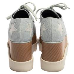 مملوكة مسبقًا حذاء رياضى ستيلا مكارتنى أربطة نعل سميك نجوم أليس قماش دنيم أزرق فاتح مقاس 35