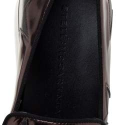 Pre Owned Stella McCartney Black/Brown Faux Leather Binx Star Platform Slip On Sneakers Size 38