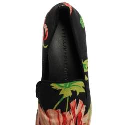 Pre Owned Stella McCartney Black Floral Printed Canvas Slip On Sneakers Size 37