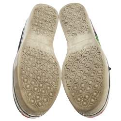 Pre Owned Stella McCartney Black Floral Printed Canvas Slip On Sneakers Size 37