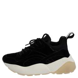 Pre Owned حذاء رياضي ستيلا مكارتني قماش بوليميد أسود إكلييس بعنق منخفض مقاس 37