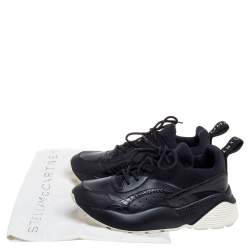 Pre Owned Stella McCartney Black Faux Suede And Embossed Leather Eclypse Low Top Sneakers Size 39