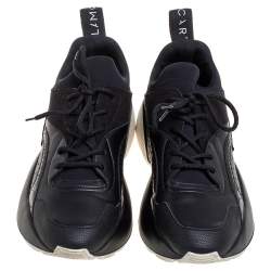 Pre Owned Stella McCartney Black Faux Suede And Embossed Leather Eclypse Low Top Sneakers Size 39