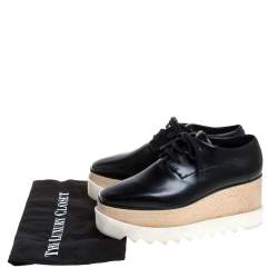 Pre Owned Stella McCartney Black Faux Patent Leather Elyse Platform Derby Size 38