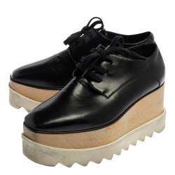 Pre Owned حذاء ديربى ستيلا مكارتنى نعل سميك إليس جلد صناعى أسود مقاس 35