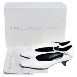 مملوكة مسبقًا Stella McCartney White Faux Leather Percy Mary Jane Square Toe Pump Size 36