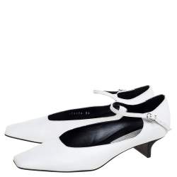 مملوكة مسبقًا Stella McCartney White Faux Leather Percy Mary Jane Square Toe Pump Size 36