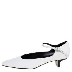 مملوكة مسبقًا Stella McCartney White Faux Leather Percy Mary Jane Square Toe Pump Size 36