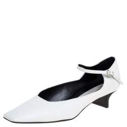 مملوكة مسبقًا Stella McCartney White Faux Leather Percy Mary Jane Square Toe Pump Size 36