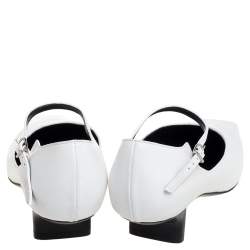 مملوكة مسبقًا Stella McCartney White Faux Leather Percy Mary Jane Square Toe Pump Size 36