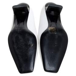 مملوكة مسبقًا Stella McCartney White Faux Leather Percy Mary Jane Square Toe Pump Size 36