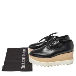 مملوكة مسبقًا Stella McCartney Black Faux Leather Elyse Platform Derby Sneakers Size 37