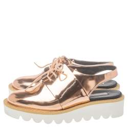 مملوكة مسبقًا Stella McCartney Metallic Rose Gold Patent Leather Slingback  Mule Sandals Size 36