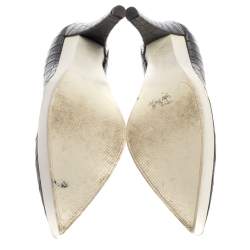 Pre Owned Stella McCartney Black Faux Croc Embossed Leather Pointed Toe Platform Pumps Size 39.5