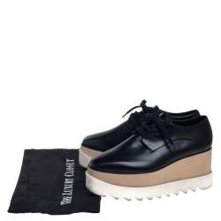 Pre Owned Stella McCartney Black Faux Leather Elyse Platform Sneakers Size 37