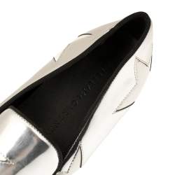 مملوكة مسبقًا Stella McCartney Metallic Silver Faux Leather Binx Star Platform Slip On Sneakers Size 41