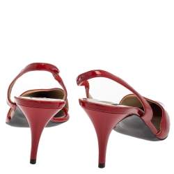 Pre Owned Stella McCartney Red Faux Patent Leather Slingback Pointed Toe Sandals Size 37.5
