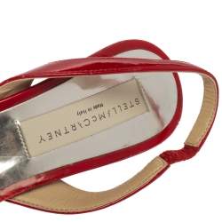 Pre Owned Stella McCartney Red Faux Patent Leather Slingback Pointed Toe Sandals Size 37.5