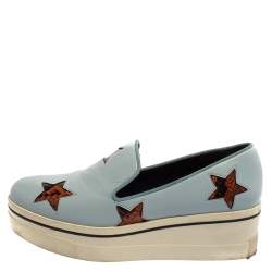 Pre Owned حذاء رياضي ستيلا مكارتني بنكس جلد صناعي أزرق نعل سميك سليب أون مقاس 39