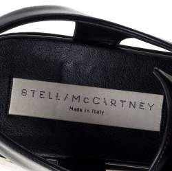 Pre Owned Stella McCartney Black Faux Leather Elyse Cut Out Derby Sneakers Size 39