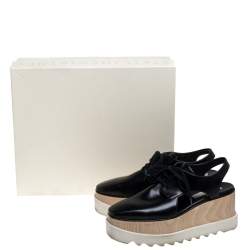 Pre Owned Stella McCartney Black Faux Leather Elyse Cut Out Derby Sneakers Size 39