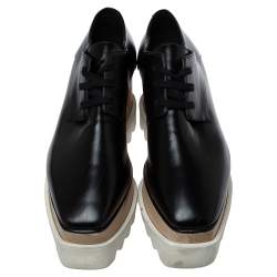 مملوكة مسبقًا حذاء رياضي ديربي ستيلا مكارتني ايليسي نعل سميك جلد صناعي أسود نعل سميك مقاس 36