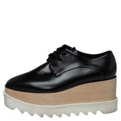 مملوكة مسبقًا حذاء رياضي ديربي ستيلا مكارتني ايليسي نعل سميك جلد صناعي أسود نعل سميك مقاس 36