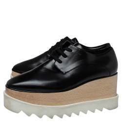 مملوكة مسبقًا حذاء رياضي ديربي ستيلا مكارتني ايليسي نعل سميك جلد صناعي أسود نعل سميك مقاس 36