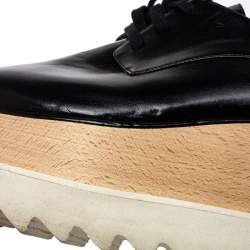 مملوكة مسبقًا حذاء ري اضي ديربي ستيلا مكارتني ايليسي نعل سميك جلد صناعي أسود نعل سميك مقاس 36