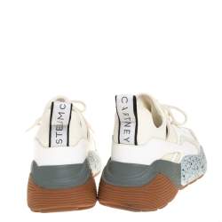 Pre Owned Stella McCartney White/Beige Faux Leather And Suede Eclypse Chunky Sneakers Size 39