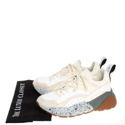 Pre Owned Stella McCartney White/Beige Faux Leather And Suede Eclypse Chunky Sneakers Size 39