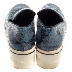 Pre Owned حذاء رياضي ستيلا مكارتني بينكس نعل سميك جلد نقشة الثعبان أزرق مقاس 39