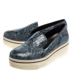 Pre Owned حذاء رياضي ستيلا مكارتني بينكس نعل سميك جلد نقشة الثعبان أزرق مقاس 39