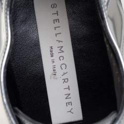 مملوكة مسبقًا Stella McCartney Metallic Silver Faux Leather Elyse Star Platform Derby Size 38
