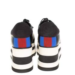 مملوكة مسبقًا Stella McCartney Black Faux Leather Elyse Platform Derby Sneakers Size 40