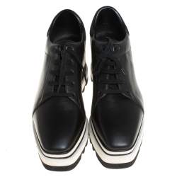 مملوكة مسبقًا Stella McCartney Black Faux Leather Elyse Platform Derby Sneakers Size 40
