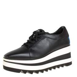 مملوكة مسبقًا Stella McCartney Black Faux Leather Elyse Platform Derby Sneakers Size 40