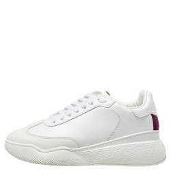 Pre Owned Stella McCartney White Faux Leather Lace Up Sneakers Size 37