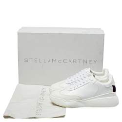 Pre Owned Stella McCartney White Faux Leather Lace Up Sneakers Size 37