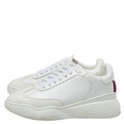 Pre Owned Stella McCartney White Faux Leather Lace Up Sneakers Size 37