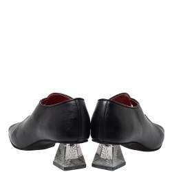 Pre Owned حذاء كعب عالي ستيلا مكارتني جلد أسود صناعي كعب مربع سميك مقاس 39