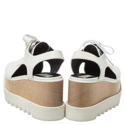 مملوكة مسبقًا Stella McCartney White Leather Elyse Cutout Platform Derby Size 37