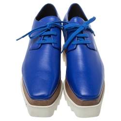 Pre Owned Stella McCartney Blue Faux Leather Platform Derby Size 38